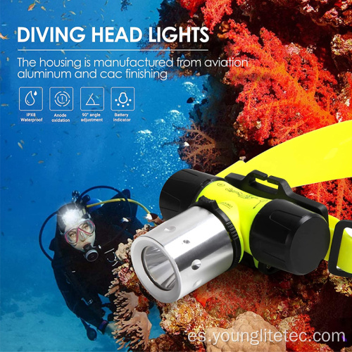 Underwater 20m impermeable IP7 Faro de buceo